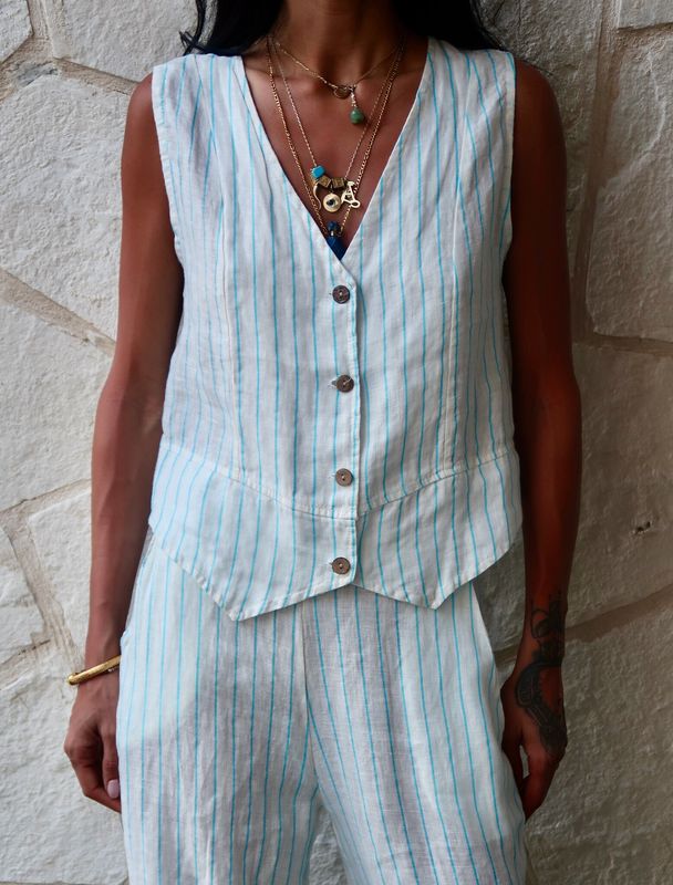 Striped Vest Blue 2025