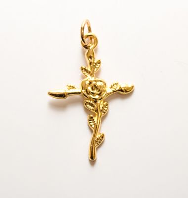 Large Rose Cross Charm
