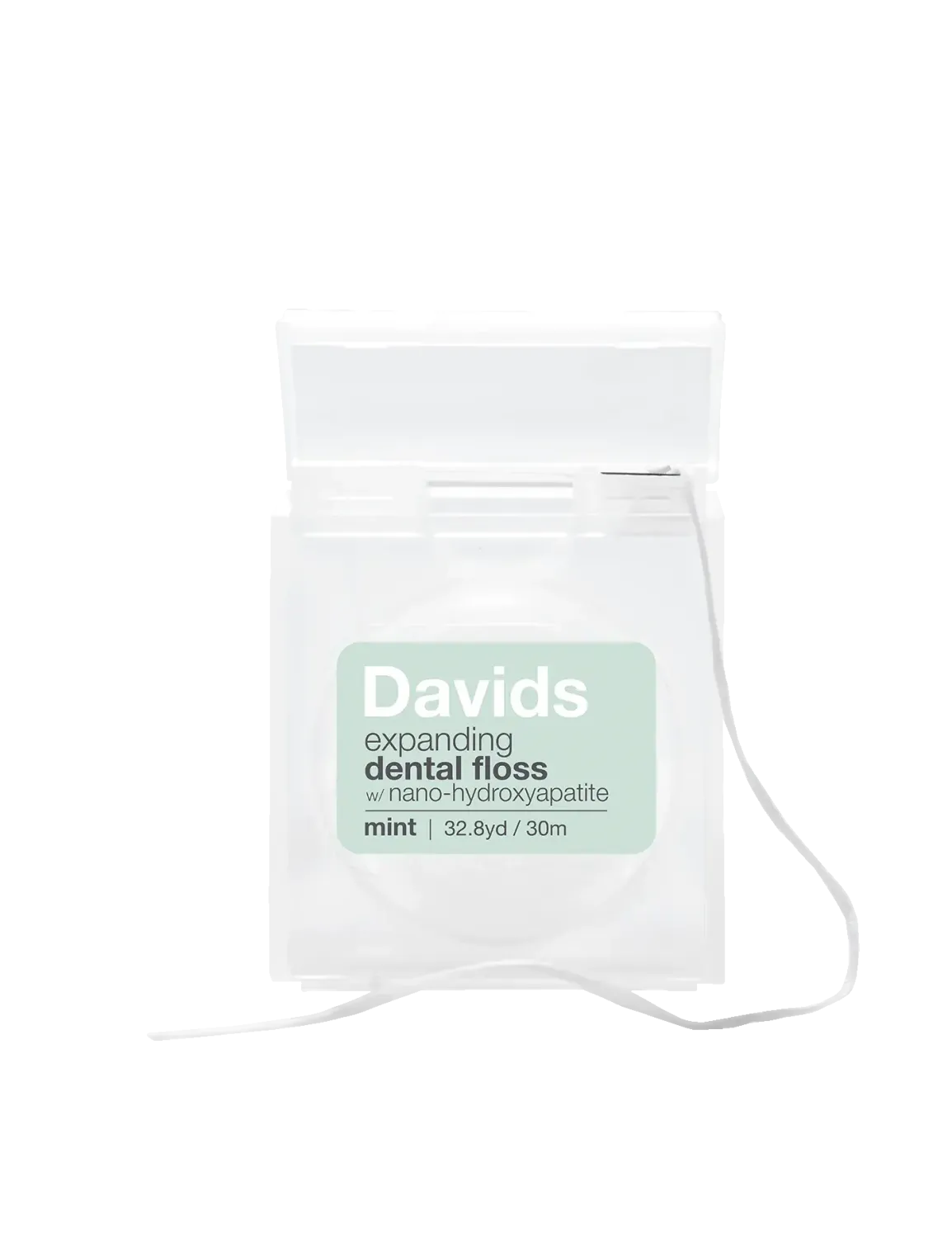 Davids Hydroxi™ expanding dental floss / refillable dispenser + refill / mint / 60m