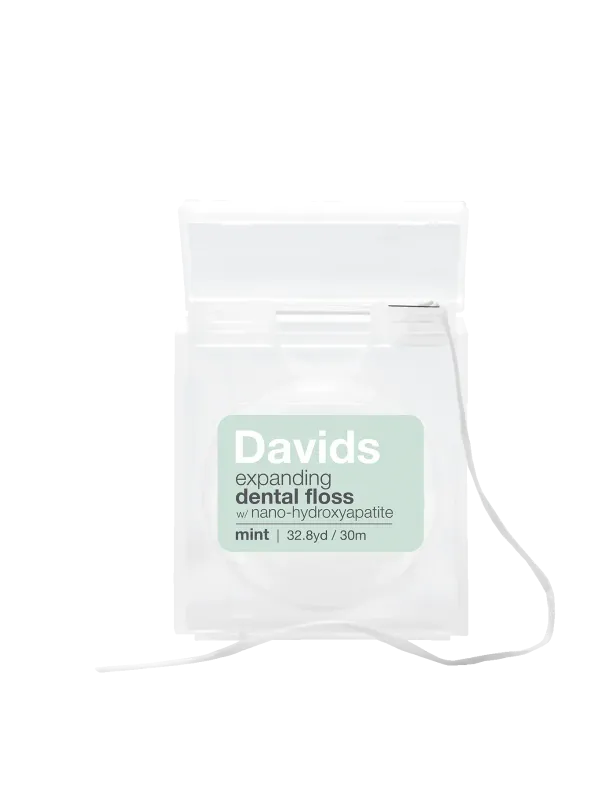 Davids Hydroxi™ expanding dental floss / refillable dispenser + refill / mint / 60m
