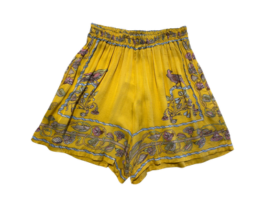 Bird Print Shorts Yellow