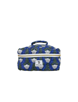 Quilted Vanity Case Small Cobalt Floral