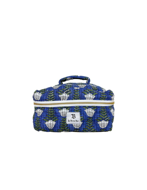 Quilted Vanity Case Small Cobalt Floral