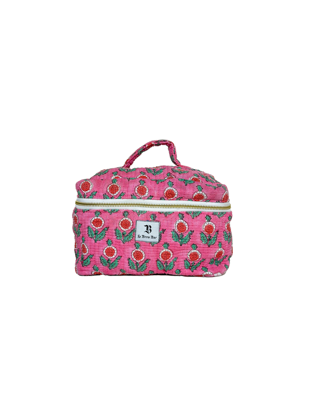 Quilted Vanity Case Pink Poppy