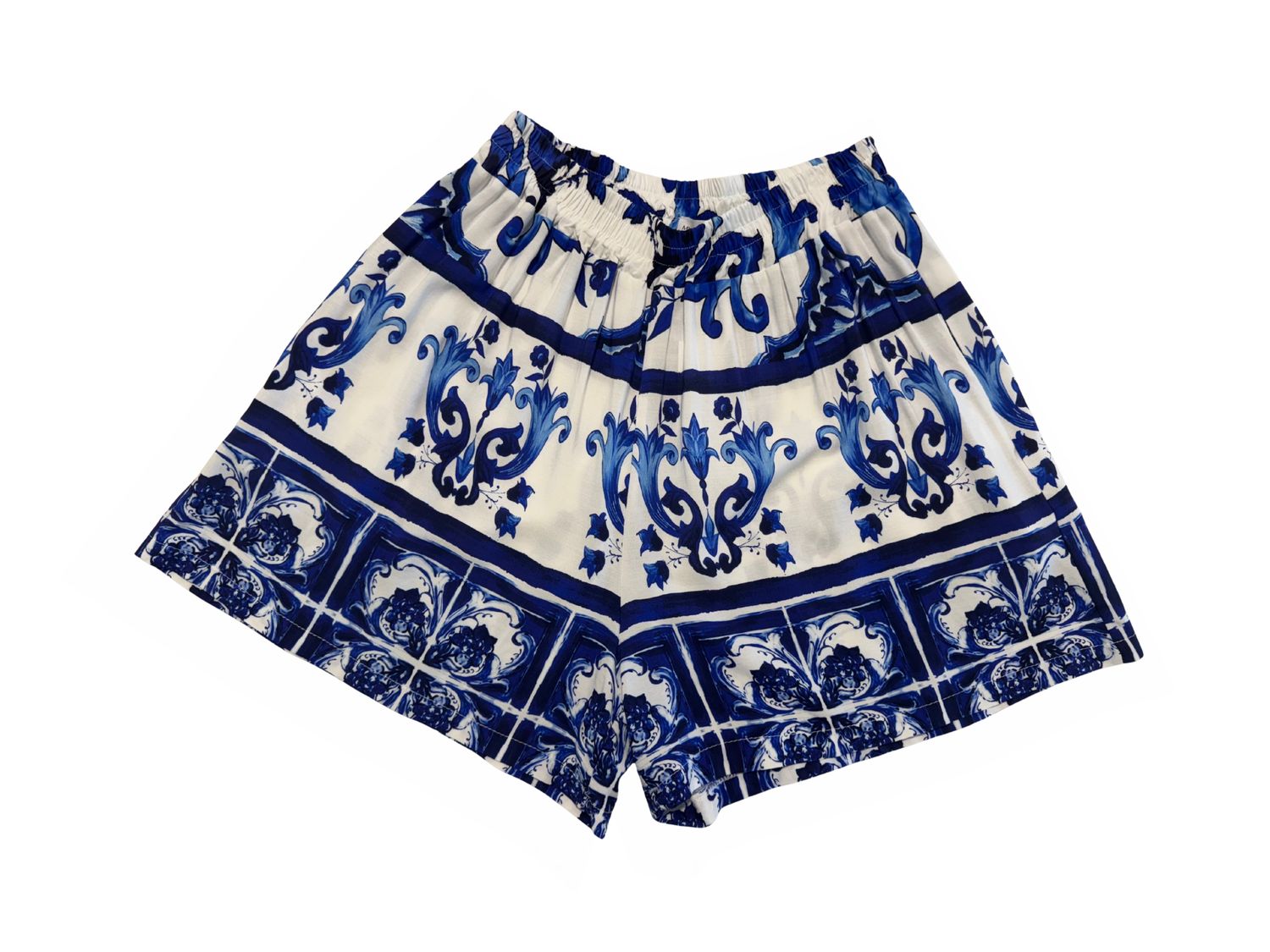 Blue &amp; White Printed Short