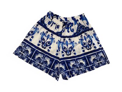 Blue &amp; White Printed Short