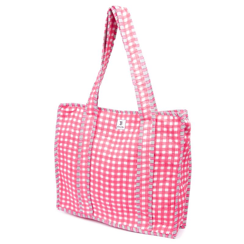 Quilted Tote Bag Pink Gingham