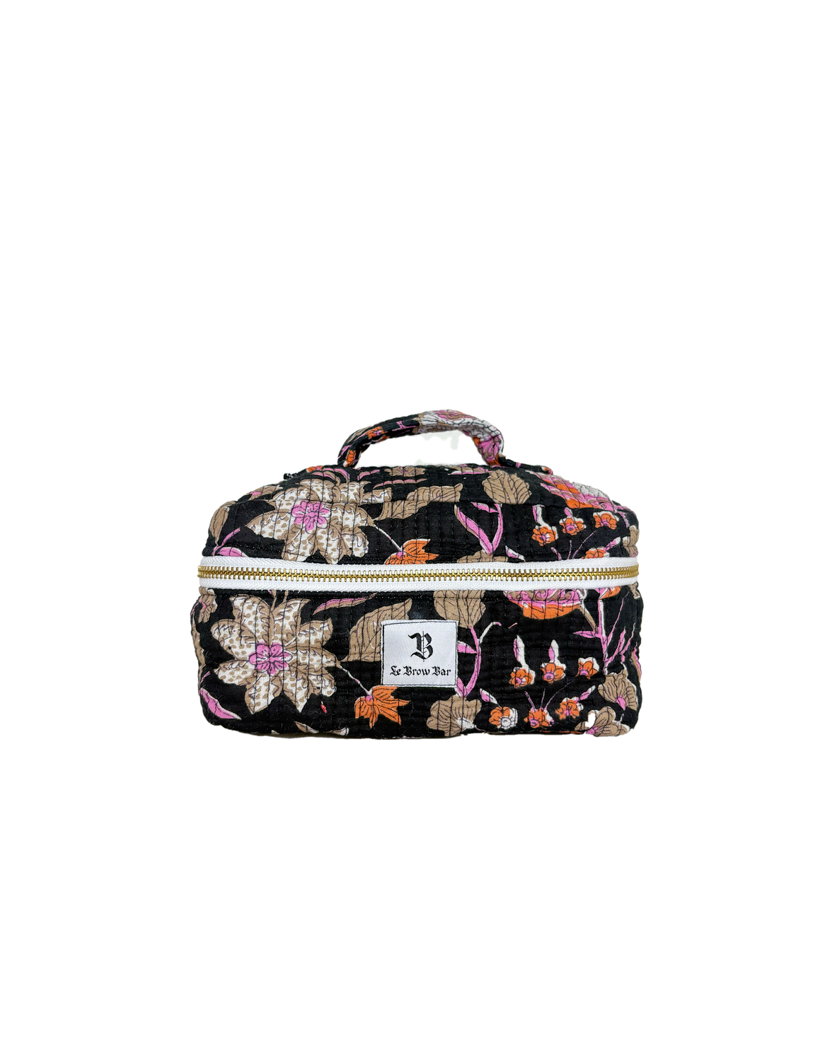 Quilted Vanity Case Small Black Floral