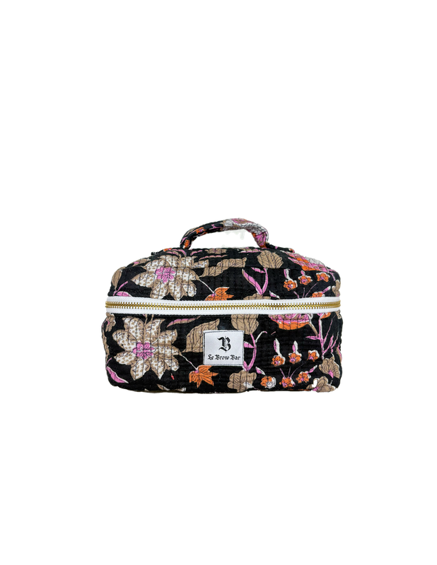 Quilted Vanity Case Small Black Floral