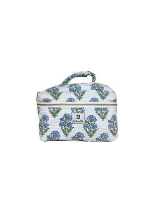 Quilted Vanity Case Blue Floral