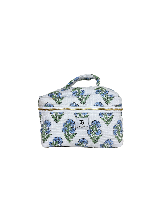 Quilted Vanity Case Blue Floral
