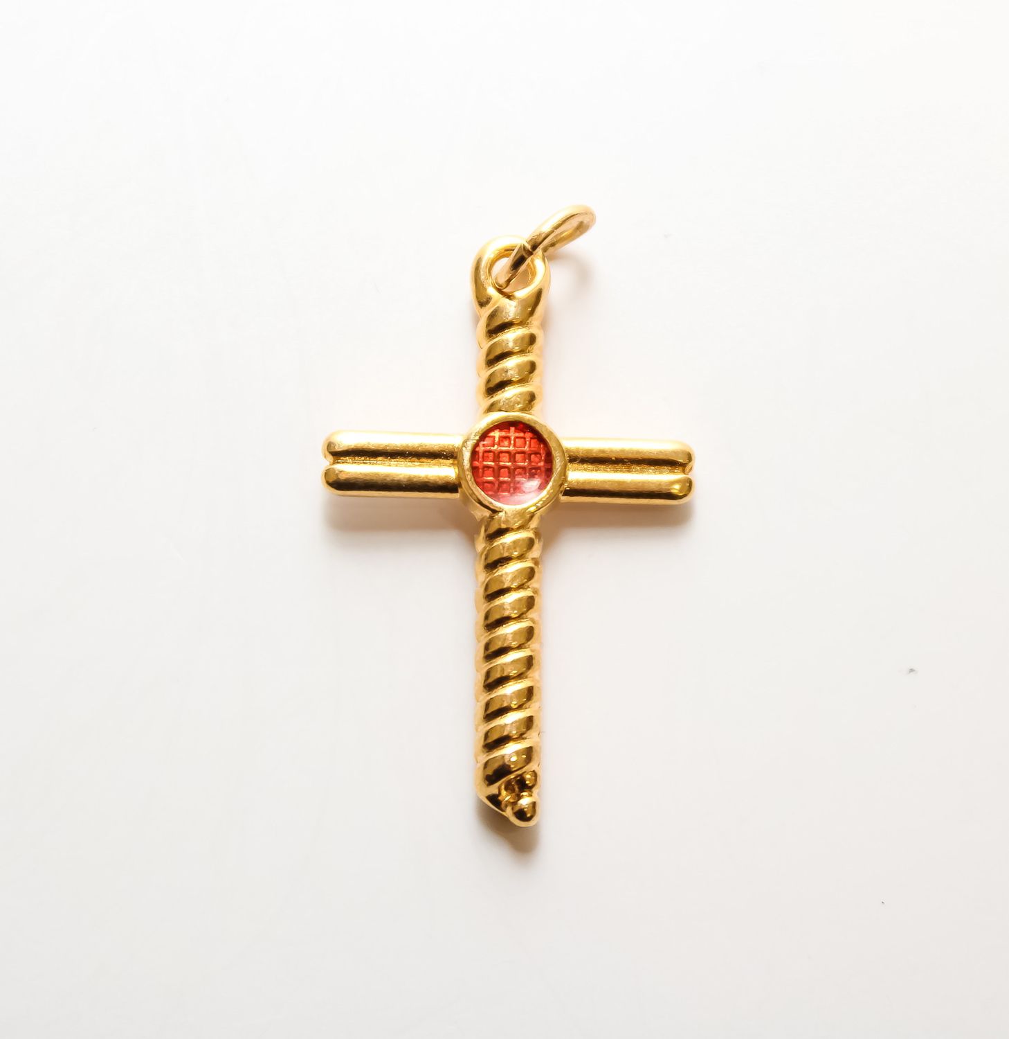 Large Red Twist Cross Charm
