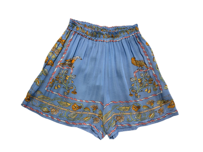 Bird Print Shorts Blue
