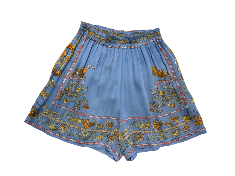 Bird Print Shorts Blue