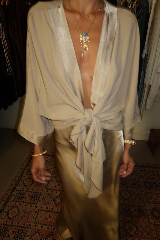 Gold Viscose Wrap Top