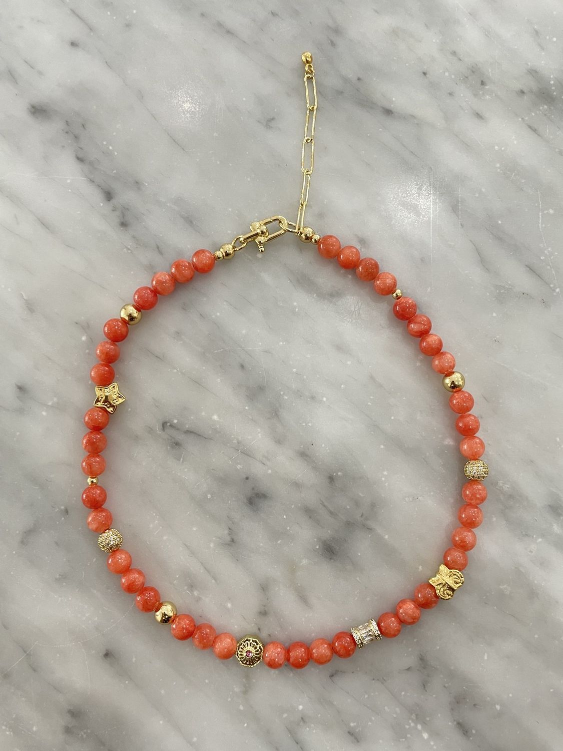 Gemstone Orange Jade Necklace