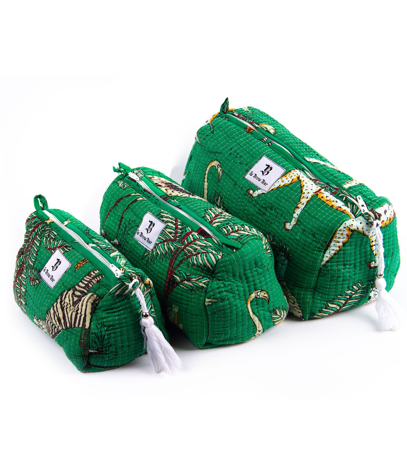  Quilted Makeup Bag - Green Jungle