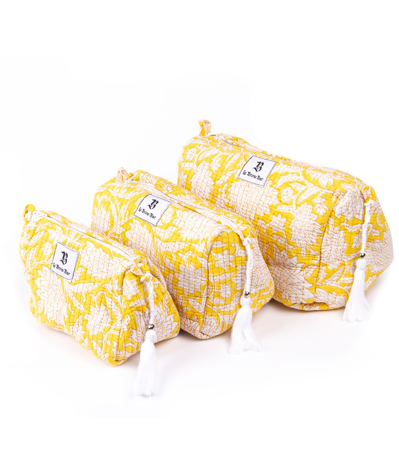 Quilted Makeup Bag - Yellow Bandana
