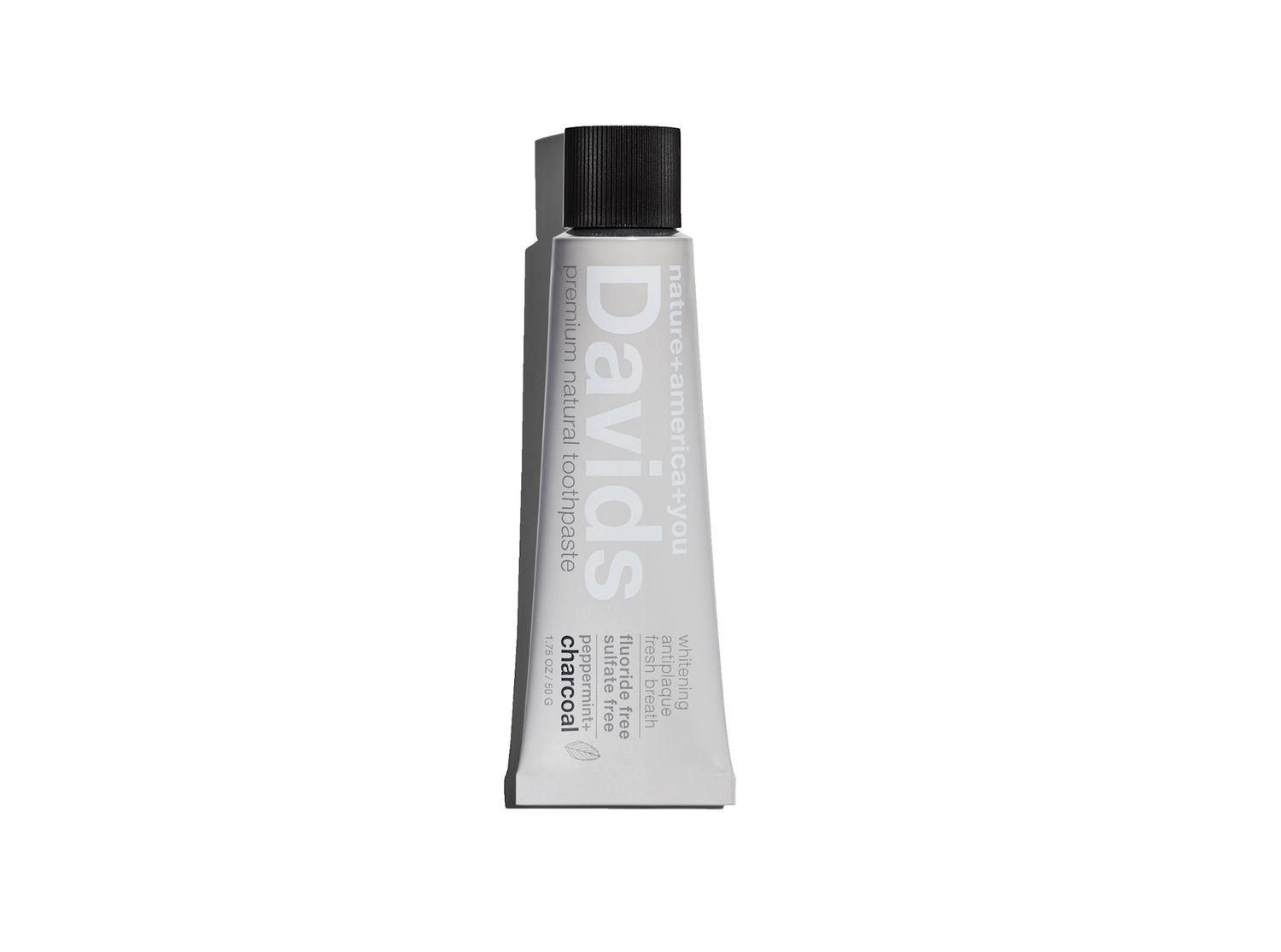 Davids travel size premium toothpaste / charcoal+peppermint / 1.75 oz