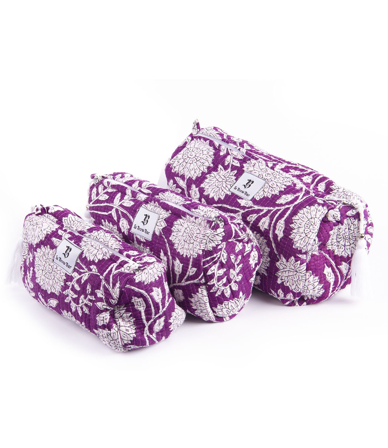  Quilted Makeup Bag - Purple Floral