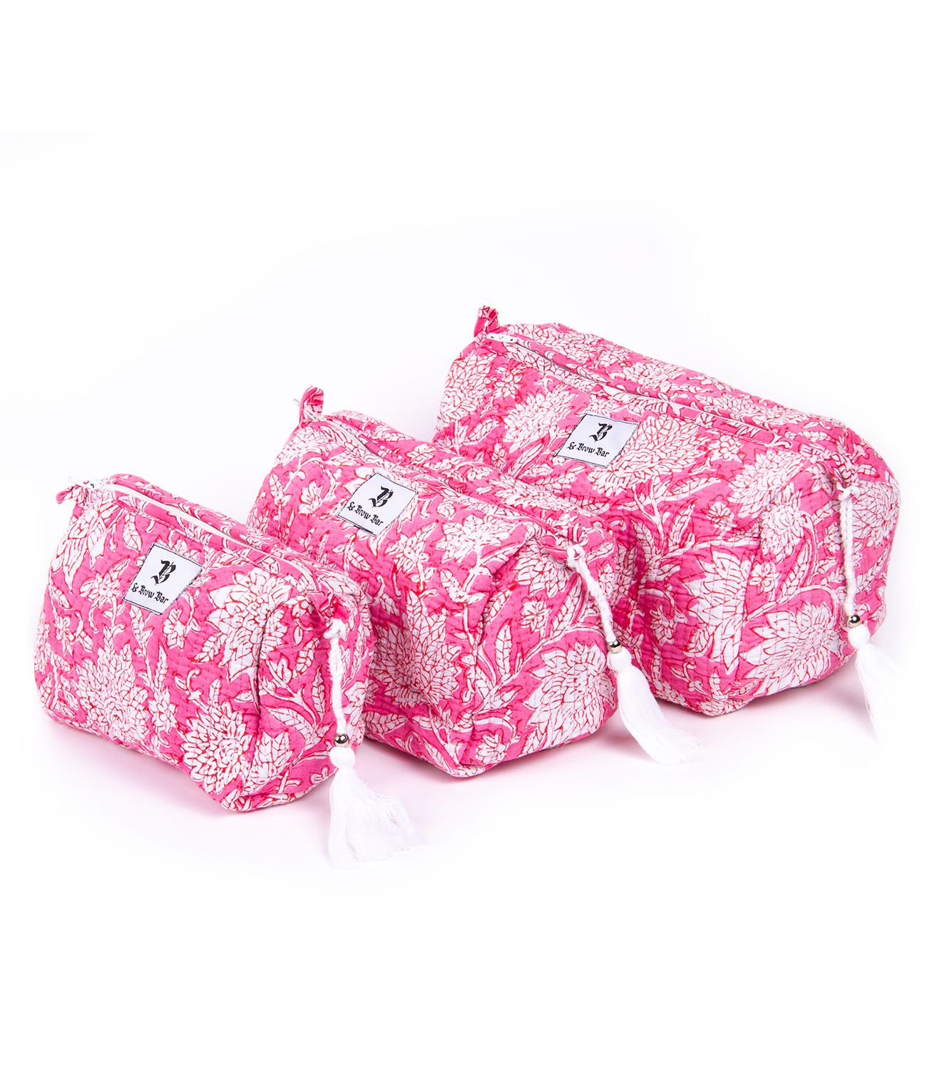 Quilted Makeup Bag - Fuchsia Bandana