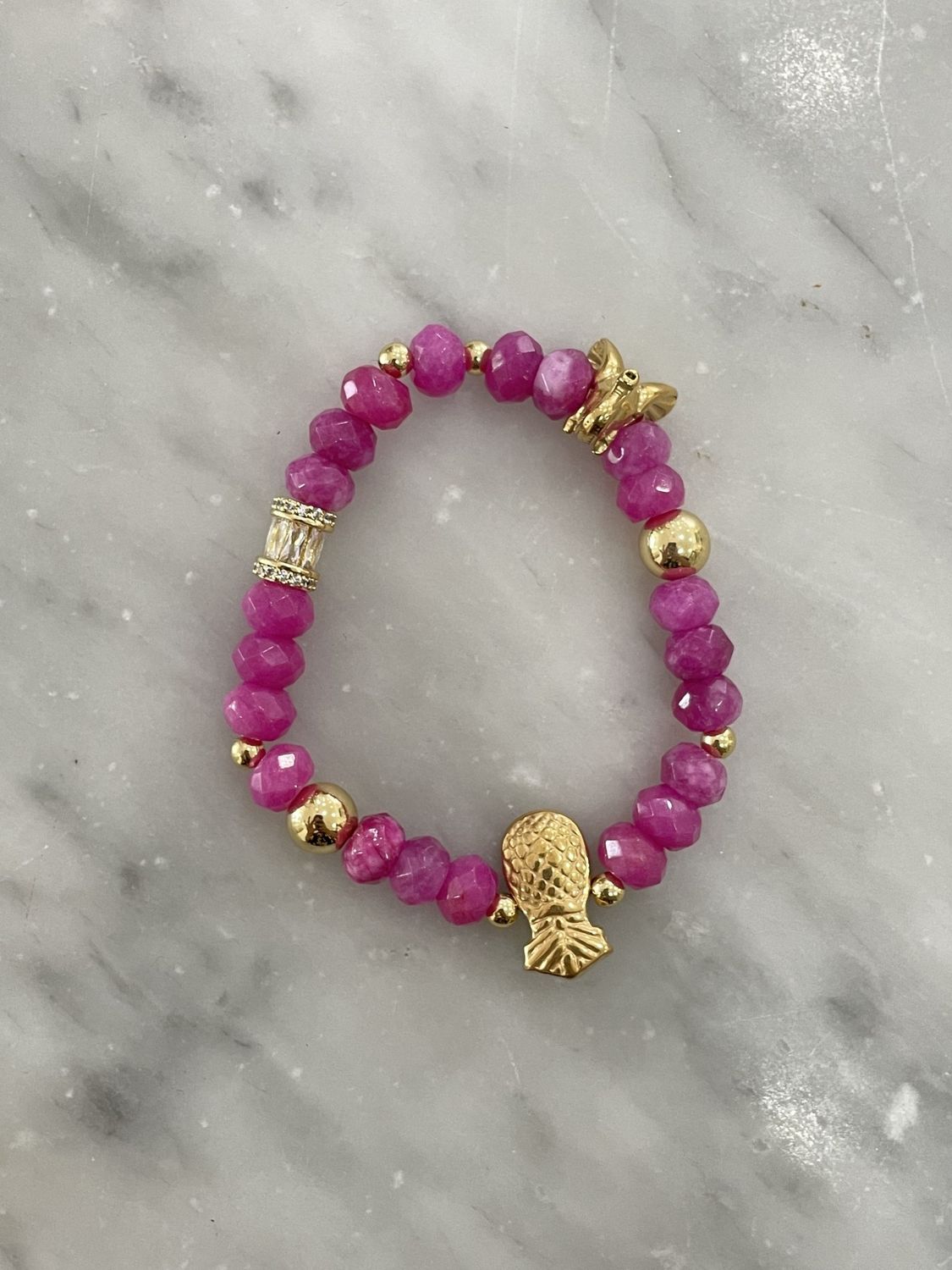 Gemstone Raspberry Jade Bracelet