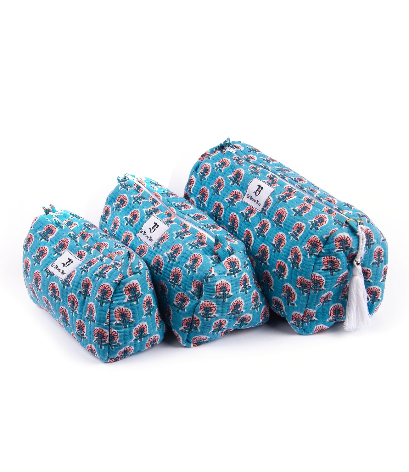  Quilted Makeup Bag - Blue Poppy