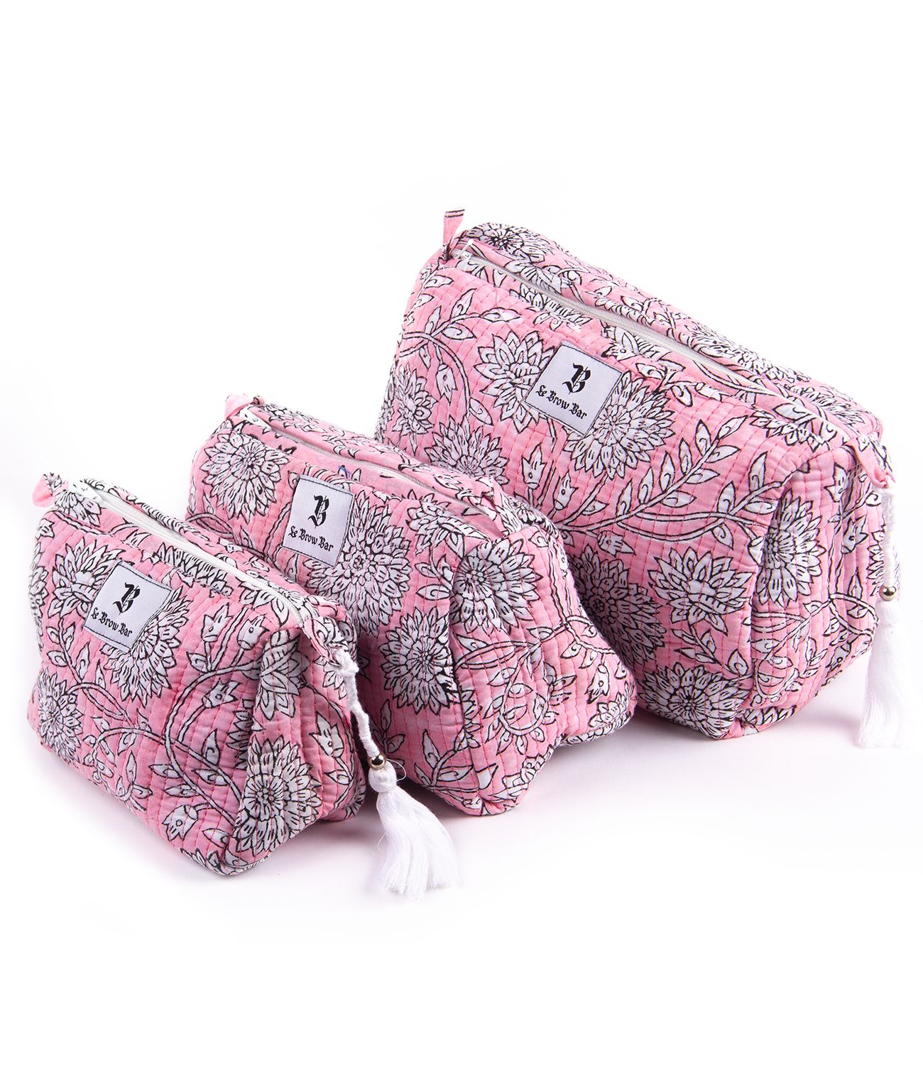 Quilted Makeup Bag - Pink Bandana