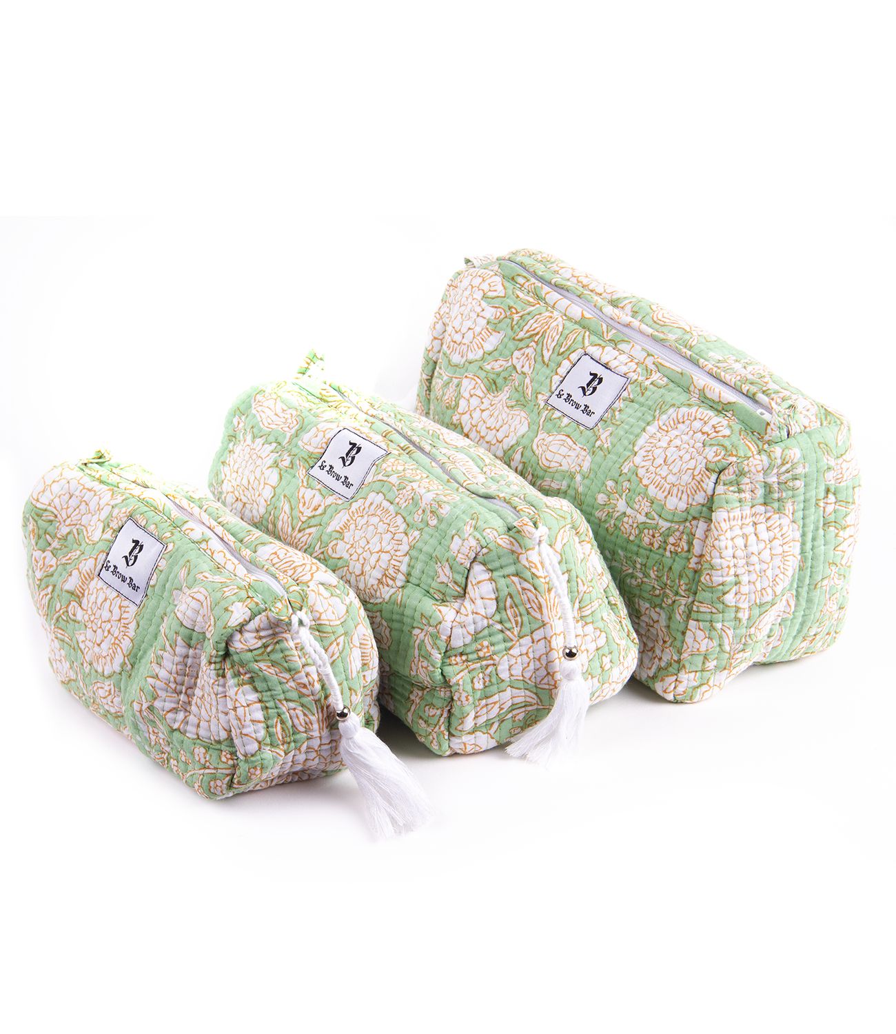  Quilted Makeup Bag - Green Bandana