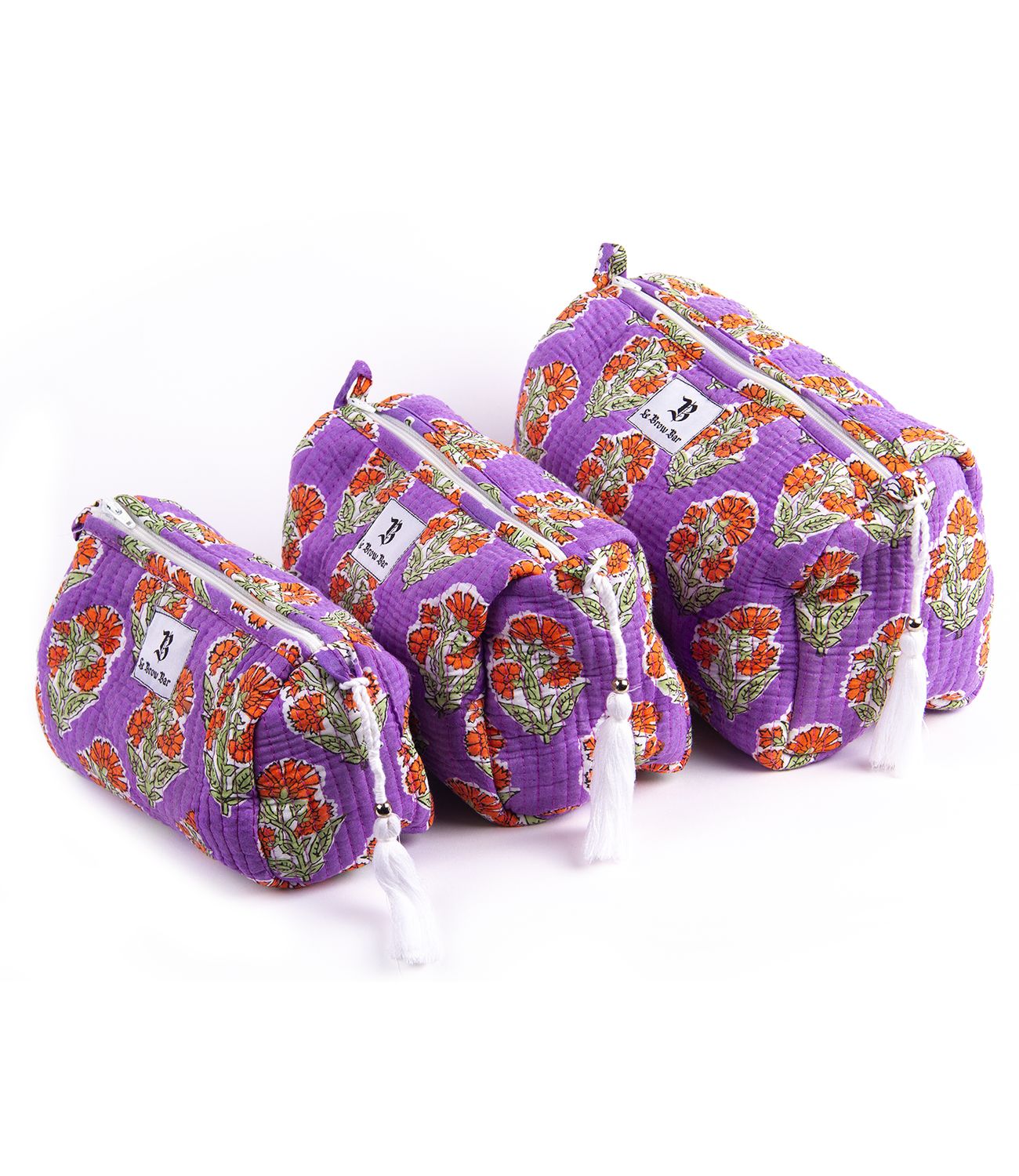 Quilted Makeup Bag - Purple Poppy Floral