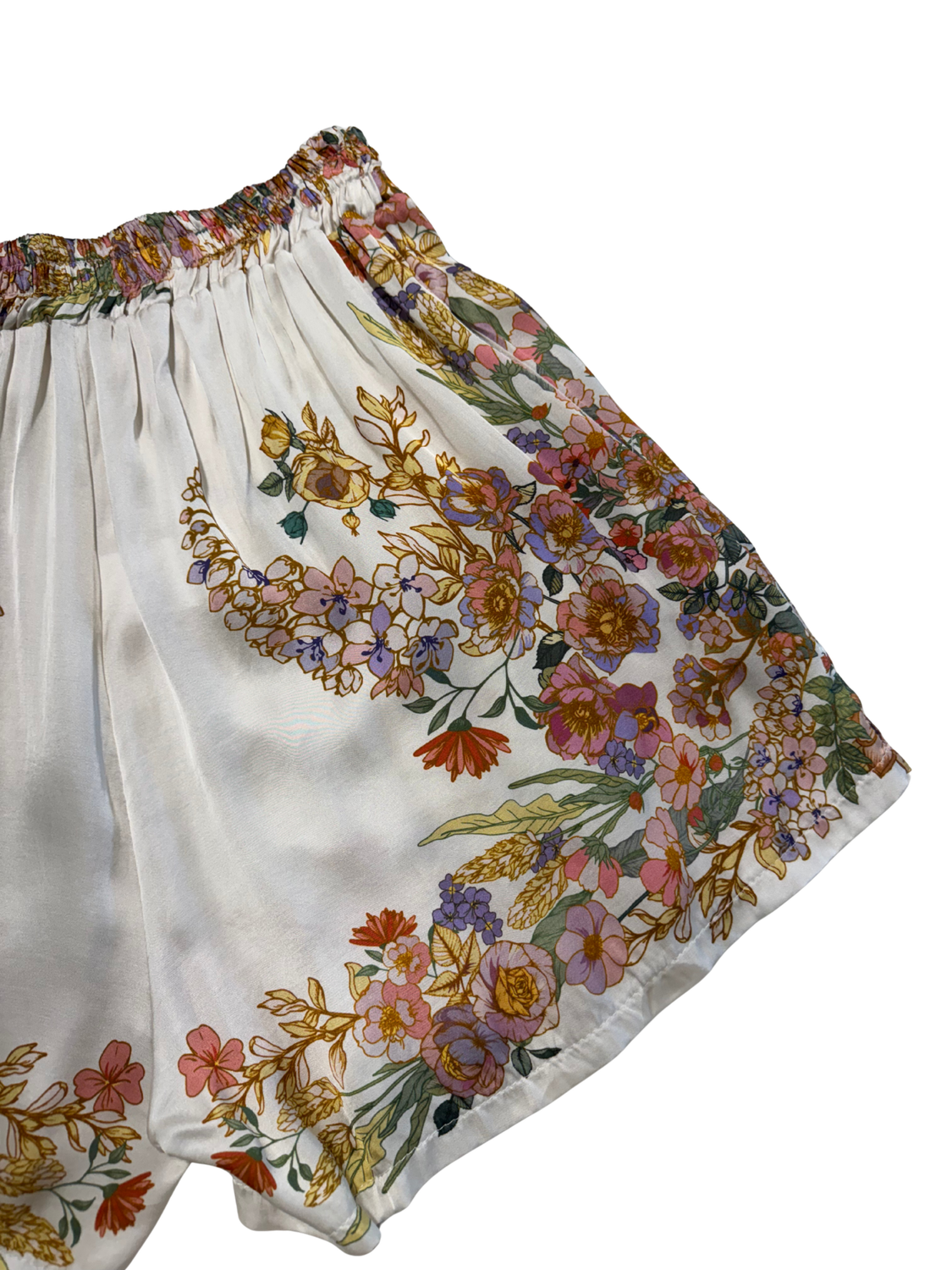 Flower Print Cream Shorts