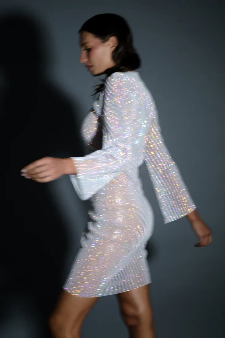 Crystal Mini Dress White