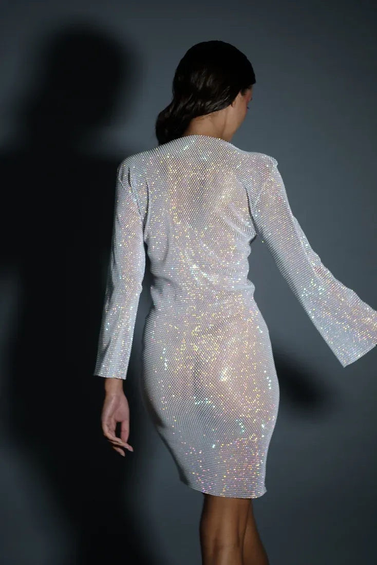 Crystal Mini Dress White