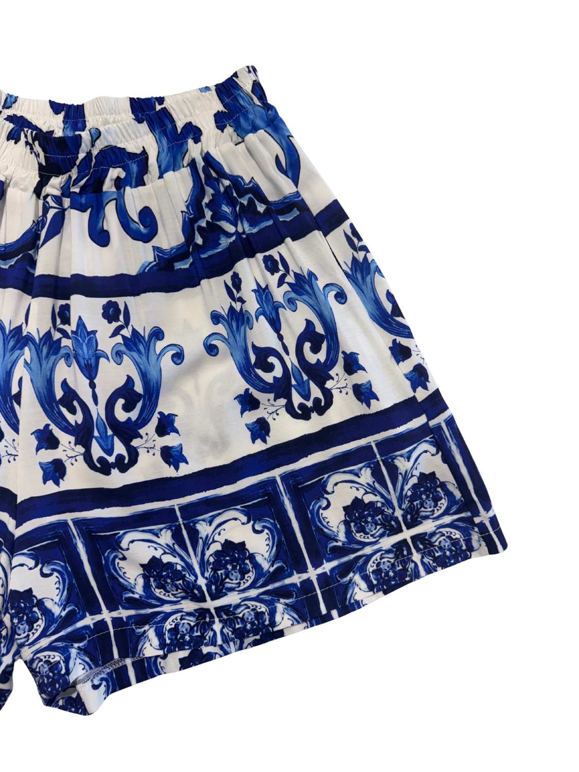 Blue &amp; White Printed Short