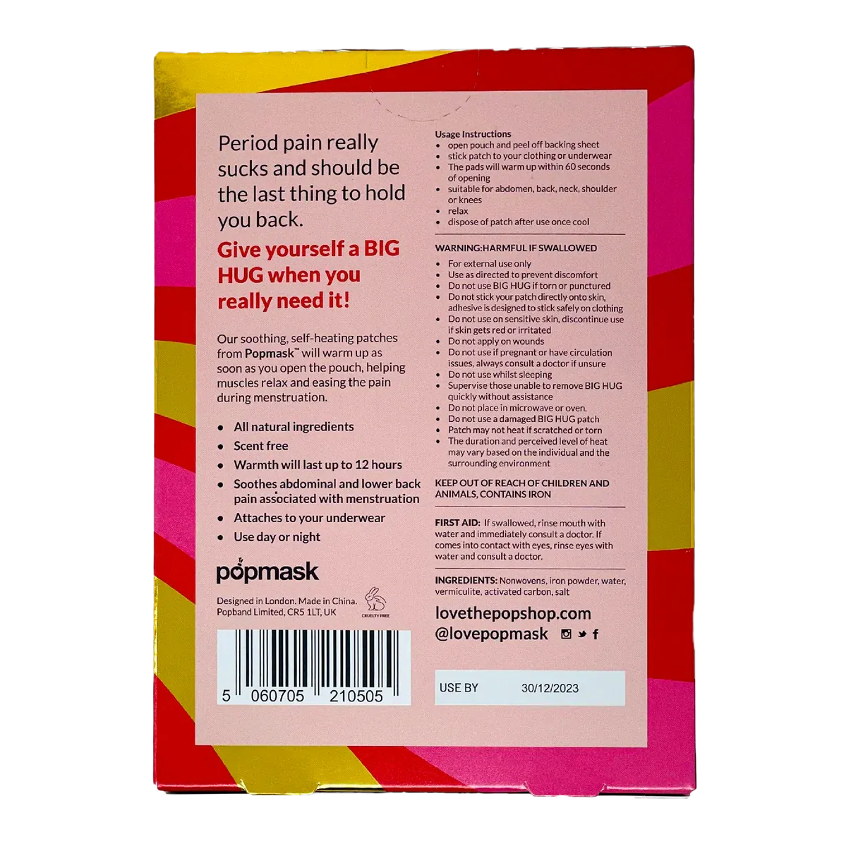 Big Hug Self Heating Natural Menstrual Cramp Relief Patches 5 Pack