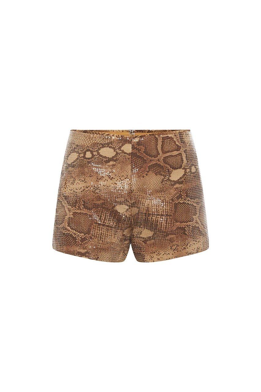 Zavier Mini Shorts - Tan Viper, Size: XS