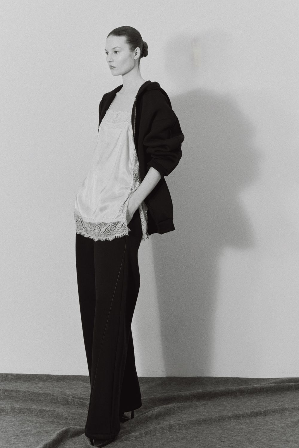 Lace Trim Top - Brown