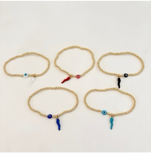 Beaded Bracelet Eye and Pepper Charm