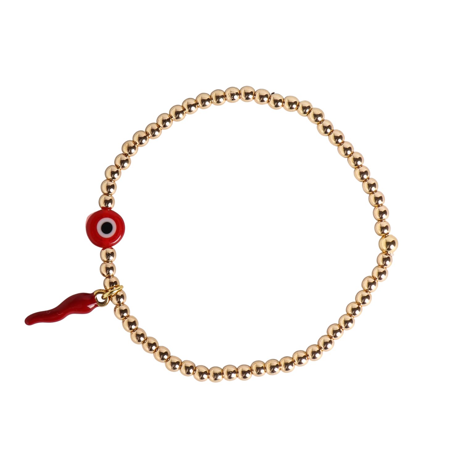 Beaded Bracelet Eye and Pepper Charm