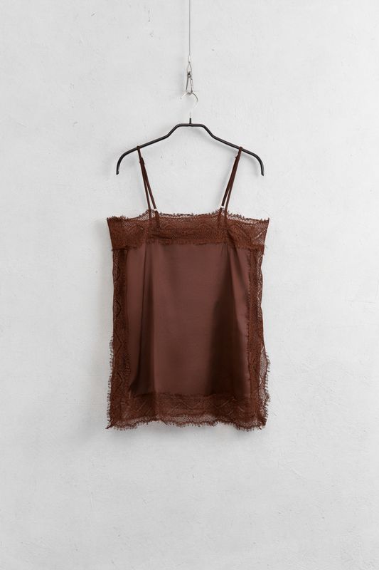 Lace Trim Top - Brown