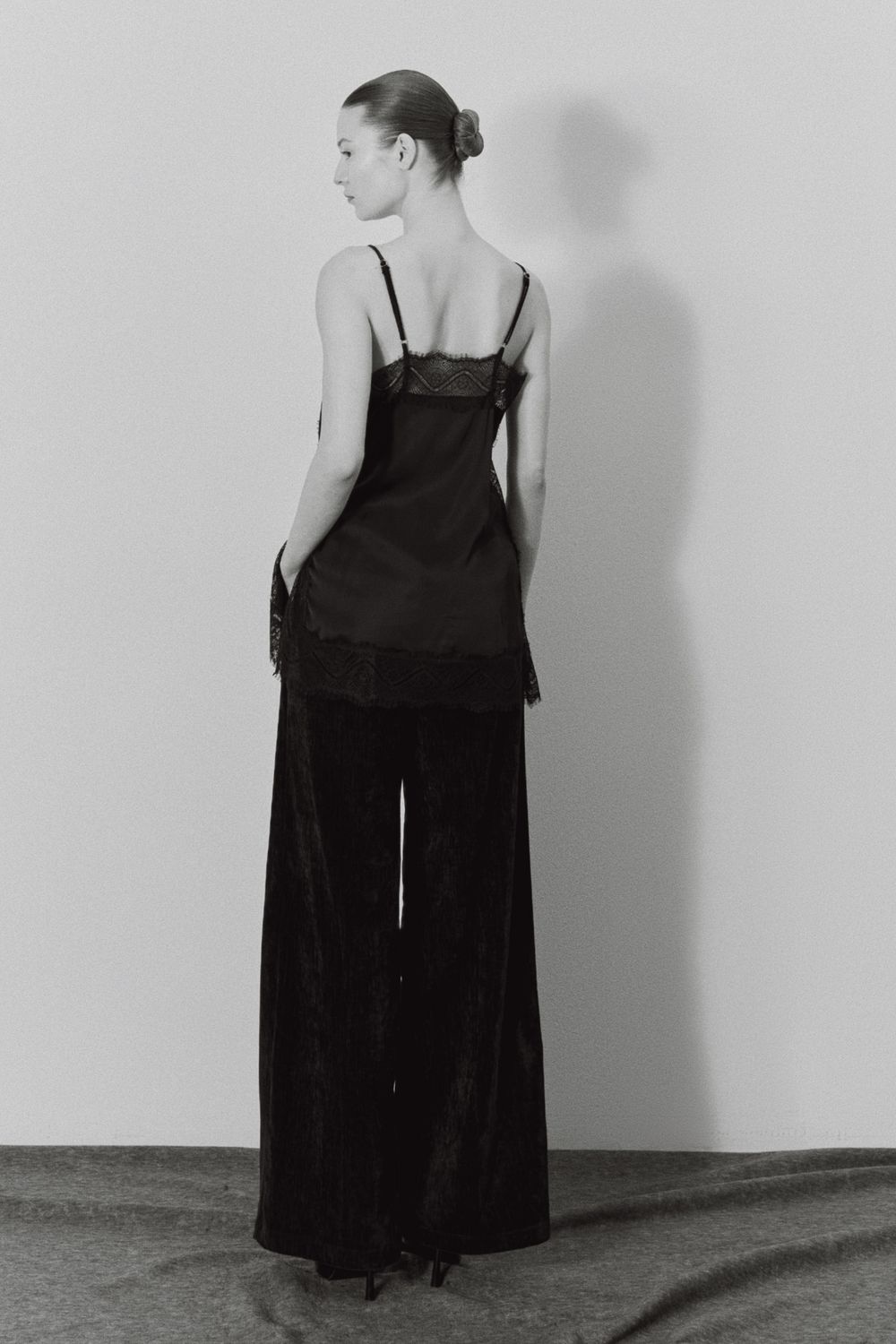 Lace Trim Top - Brown