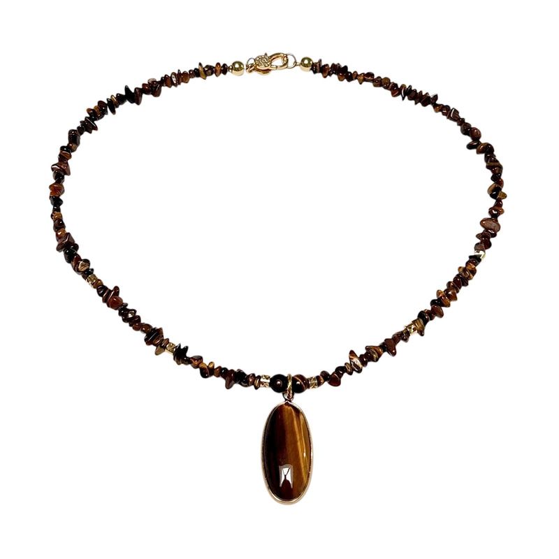 Tiger's Eye Oval Pendant Necklace