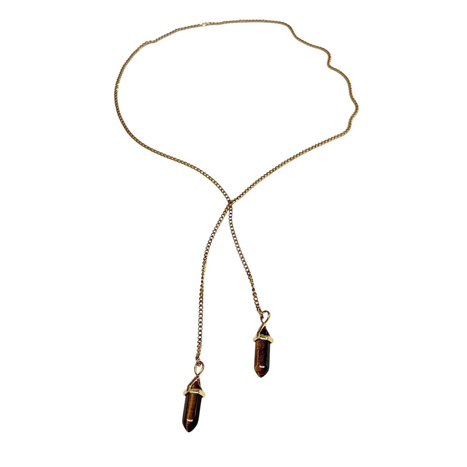 Tiger's Eye Drop Pendant Necklace