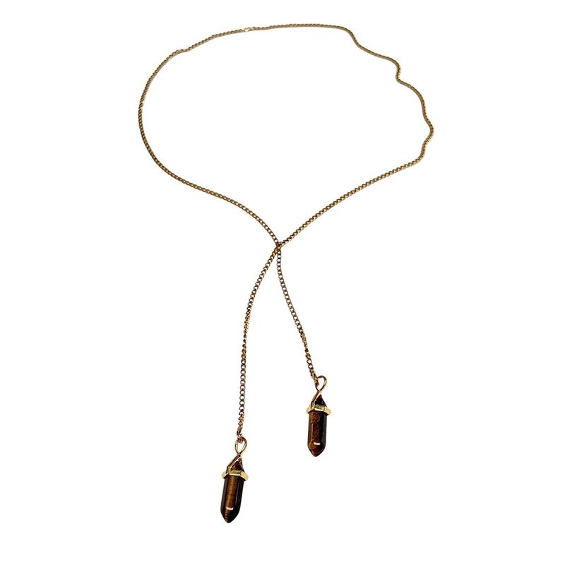 Tiger's Eye Drop Pendant Necklace