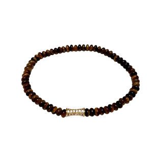 Tiger's Eye Beaded Cz Bracelet