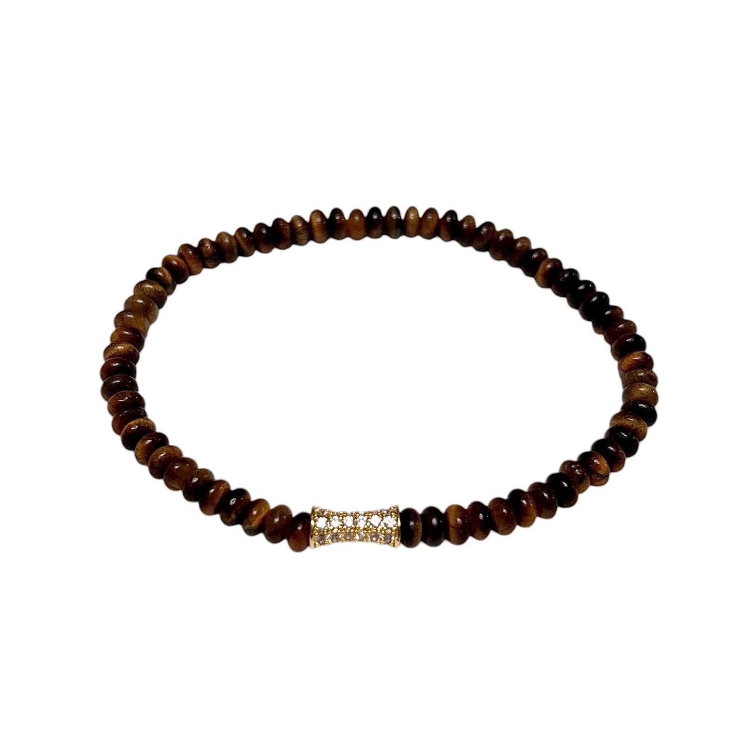 Tiger's Eye Beaded Cz Bracelet
