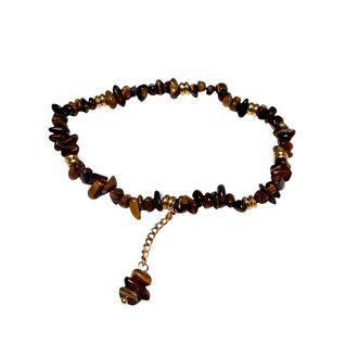 Tiger's eye Chips + Chain Drop