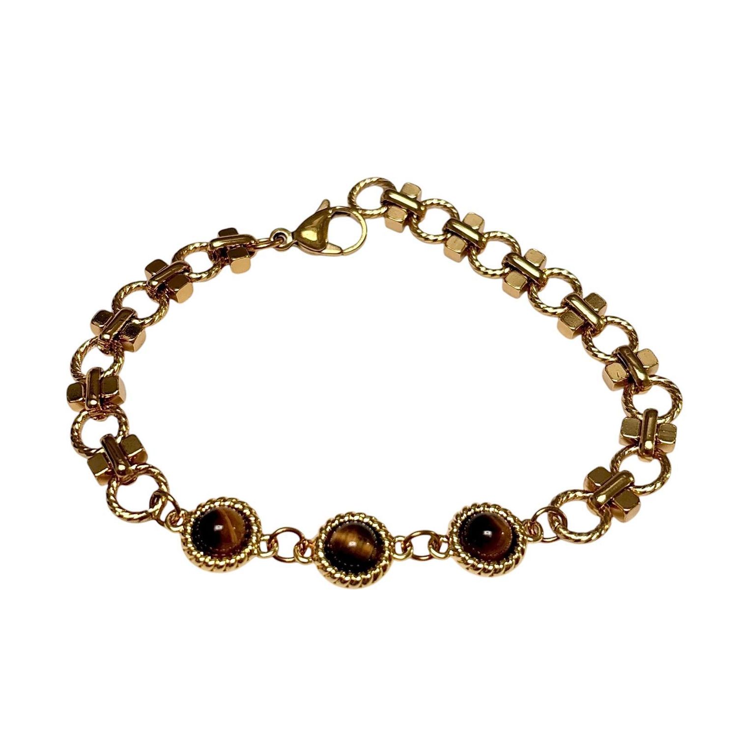 Tiger's Eye Link Chain Bracelet