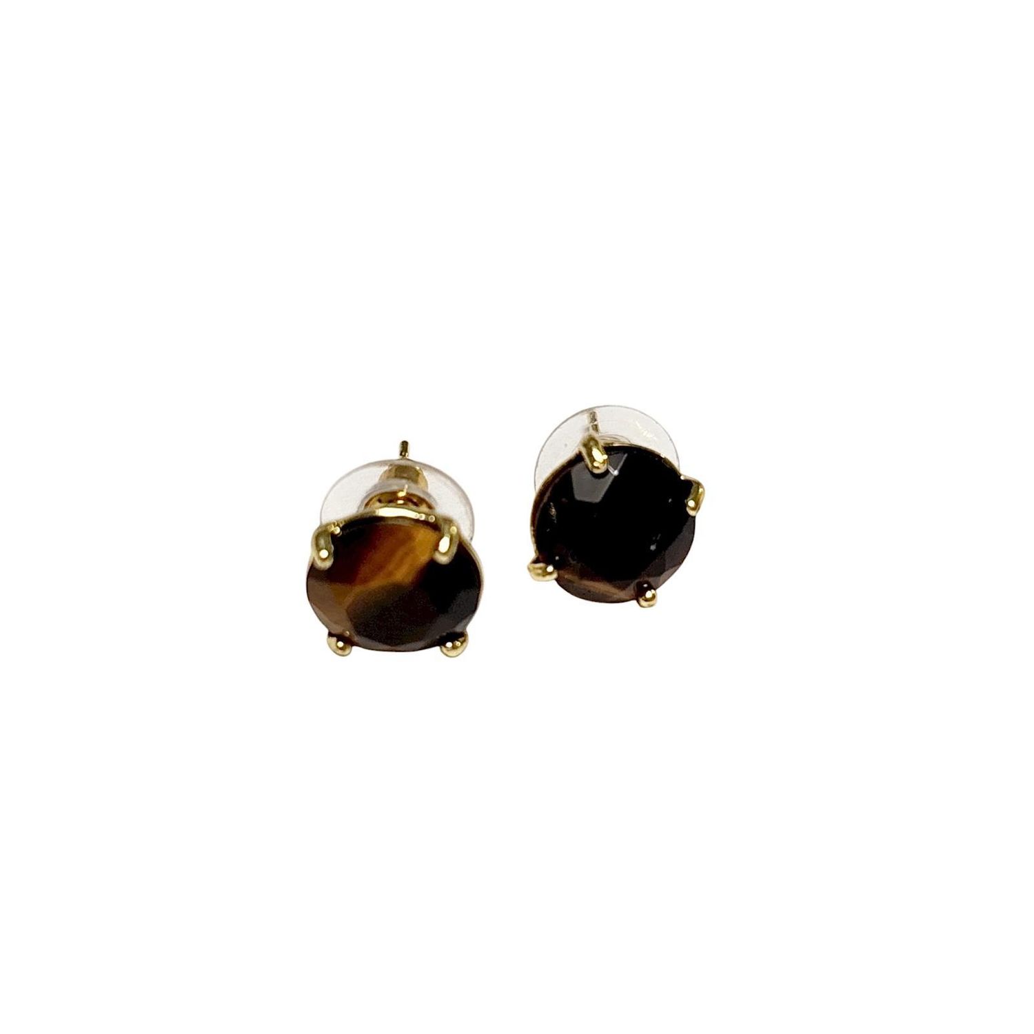 Tiger's Eye Stone Stud Earrings