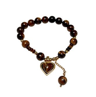 Heart Shaped Tiger's Eye Drop Chain Bracelet